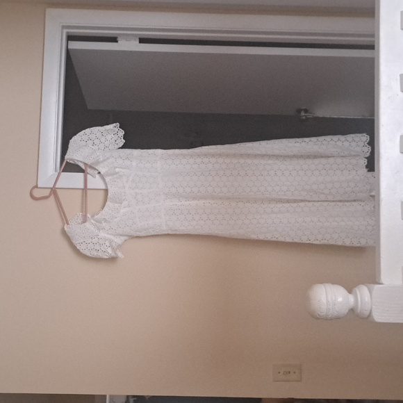 Polo Ralph Lauren White Cotton Eyelet Maxi Dress with ruffled neckline sz8 EUC - Picture 1 of 12